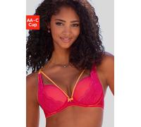 Push-up-BH VIVANCE, Damen, Gr. 80, Cup A, pink, Spitze, Obermaterial: 73% Polyamid, 17% Polyester, 10% Elasthan, BHs Push-up-BH, mit Bügel mit dekorativen, elastischen Zierbändern, sexy Dessous (84640