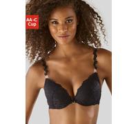 Push-up-BH VIVANCE, Damen, Gr. 80, Cup AA, schwarz, Microtouch, Obermaterial: 90% Polyamid, 10% Elasthan, BHs Push-up-BH, mit 3 extravaganten Trägern zum Austauschen, sexy Dessous (22642431-80) schwar