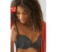 Push-up-BH VIVANCE, Damen, Gr. 85, Cup D, grün (schwarz forest), Microtouch, Obermaterial: 60% Polyamid, 35% Polyester, 5% Elasthan, BHs Push-up-BH, rundherum mit floraler Spitze, Dessous (72862809-85