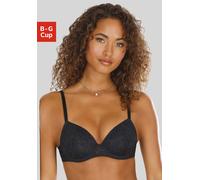 Push-up-BH VIVANCE "Julia", Damen, Gr. 85, Cup E, schwarz, Spitze, Obermaterial: 67% Polyamid, 22% Polyester, 11% Elasthan, BHs Push-up-BH, mit Bügel aus zarter Spitze in blumiger Optik, sexy Dessous