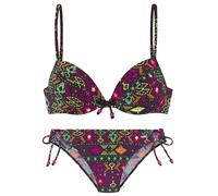 Push-Up-Bikini BUFFALO, Damen, Gr. 34, Cup B, bunt (schwarz bedruckt), Microfaser, Ethnomuster, bedruckt, Bikini-Sets, farbenfroher Ethnodruck (37696844-34) schwarz bedruckt