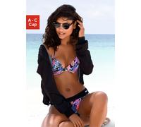 BENCH. Push-Up-Bikini-Top Damen schwarz-bedruckt Gr.34 Cup A