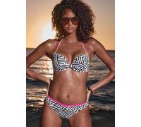 Push-Up-Bikini-Top BUFFALO "Gio", Damen, Gr. 38, Cup AA, schwarz-weiß (schwarz, weiß), Obermaterial: 83% Polyamid, 17% Elasthan. Futter: 100% Polyester. Wattierung: 100% Polyester, bedruckt, gemustert
