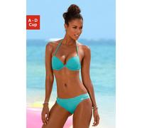 Push-Up-Bikini-Top BUFFALO "Happy", Damen, Gr. 38, Cup A, blau (türkis), Microfaser, Polyamid, unifarben, Bikini-Oberteile, in mehreren Trendfarben (504826-38) türkis