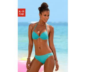 Push-Up-Bikini-Top BUFFALO "Happy", Damen, Gr. 38, Cup D, blau (türkis), Microfaser, Polyamid, unifarben, Bikini-Oberteile, in mehreren Trendfarben (510696-38) türkis