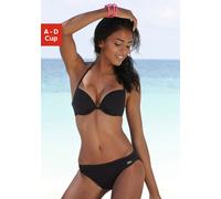 Push-Up-Bikini-Top BUFFALO "Happy", Damen, Gr. 38, Cup D, schwarz, Microfaser, Polyamid, unifarben, Bikini-Oberteile, in mehreren Trendfarben (505903-38) schwarz