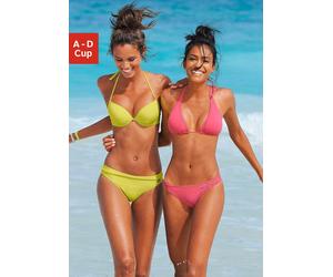 Push-Up-Bikini-Top BUFFALO "Happy", Damen, Gr. 44, Cup D, gelb, Microfaser, Polyamid, unifarben, Bikini-Oberteile, in mehreren Trendfarben (505935-44) gelb