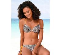 Push-Up-Bikini-Top BUFFALO "Kitty", Damen, Gr. 38, Cup B, braun (braun, bedruckt), Polyamid, kontrastfarbene Details, Bikini-Oberteile, mit kontrastfarbenen Trägern (16320012-38) braun, bedruckt