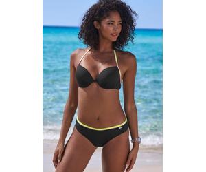 Push-Up-Bikini-Top BUFFALO "Pop", Damen, Gr. 36, Cup B, schwarz, Obermaterial: 83% Polyamid, 17% Elasthan. Wattierung: 100% Polyester, kontrastfarbene Details, unifarben, Bikini-Oberteile, Mit kontras