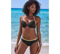 Push-Up-Bikini-Top BUFFALO "Pop", Damen, Gr. 38, Cup B, schwarz, Obermaterial: 83% Polyamid, 17% Elasthan. Wattierung: 100% Polyester, unifarben, kontrastfarbene Details, Bikini-Oberteile, Mit kontras