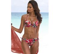 Push-Up-Bikini-Top LASCANA "Ava", Damen, Gr. 40, Cup A, rot (rot bedruckt), Recycling-Polyamid, bedruckt, Bikini-Oberteile, im tropischen Design (68171763-40) rot bedruckt