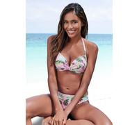 Push-Up-Bikini-Top S.OLIVER "Azalea", Damen, Gr. 42, Cup C, rosa (rose, bedruckt), Microfaser, Microfaser, Recycling-Polyamid, floral, Bikini-Oberteile, mit tropischem Druck (48888223-42) rose, bedruc