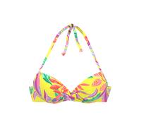 Push-Up-Bikini-Top S.OLIVER "Mallorca", Damen, Gr. 40, Cup C, gelb (gelb, bedruckt), Recycling-Polyamid, bedruckt, Bikini-Oberteile, in Wickeloptik (37538613-40) gelb, bedruckt