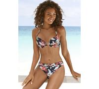 Push-Up-Bikini-Top S.OLIVER "Marika", Damen, Gr. 38, Cup C, schwarz (schwarz, bedruckt), Microfaser, Polyamid, bedruckt, floral, Bikini-Oberteile, bedruckt (15605968-38) schwarz, bedruckt