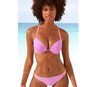 Push-Up-Bikini-Top VENICE BEACH "Anna", Damen, Gr. 38, Cup C, lila, Microfaser, Polyamid, kontrastfarbene Details, unifarben, Bikini-Oberteile, wattierte Cups, mit eingearbeiteter Verstärkung (1390301