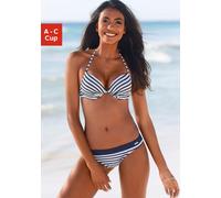 Push-Up-Bikini-Top VENICE BEACH "Summer", Damen, Gr. 36, Cup C, bunt (weiß, marine, gestreift), Polyamid, gestreift, Bikini-Oberteile, mit wattierten Cups (489946-36) weiß, marine, gestreift