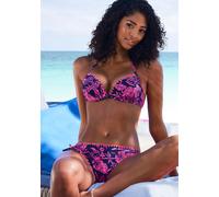 Push-Up-Bikini VENICE BEACH "Kensi", Damen, Gr. 38, Cup A, marine, pink bedruckt, Xtra Life LYCRA, Bikini-Sets, mit Kontrasthäkelkante (38902433-38) marine, pink bedruckt