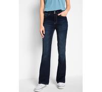 Push-up-Jeans BONPRIX, Damen, Gr. 46, N-Gr, blau (dunkelblau denim), Obermaterial: 71% Baumwolle, 27% Polyester, 2% Elasthan, regular fit, Jeans, Regular Fit, mit Bequembund, mit Eingrifftaschen (2599