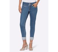 Push-up-Jeans HEINE, Damen, Gr. 44, Normalgrößen, blau (blau, bleached), 98% Baumwolle, 2% Elasthan, unifarben, 7/8-Länge, Jeans (74269862-44) blau, bleached