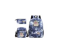 Pusheen 3 stücke Sets Rucksack Mochila Kinder Kapazität Taschen Blitz Blau