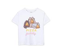 Pusheen Big Girls Weißes Kurzarm-T-Shirt | Pizza Purrty Cat Design | Entzückendes Pusheen Merchandise | Komfortabel & Stilvoll Katzenliebhaber
