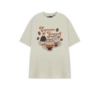Pusheen Damen Haferflocken Kurzarm Espresso Yourself Grafik T-Shirt | Niedliche Katze Kaffee Liebhaber T-Shirt | Internet-Katzen-Top | Casual Wear Geschenk für Sie
