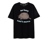 Pusheen Damen T-Shirt | Schwarzes T-Shirt mit So Lazy-Grafik für Damen | Oversized Cute Kitty Kurzarm-T-Shirt | Internet Katze Top | Stilvolles Tageskleidungs-Merchandise-Geschenk für Erwachsene