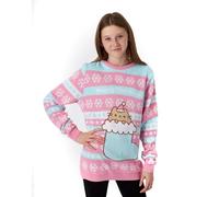 Pusheen Rosa Weihnachtsstrickpullover für Mädchen | Festlicher Feiertagspullover - Entzückend gemütlich | Stilvolle The Cat Weihnachtsbekleidung | Festliches Sweatshirt mit Katzenmotiv