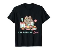 Pusheen the Cat Herren Unisex-Erwachsene Cartoon V-Ausschnitt T-Shirt Schwarz S