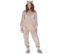 Pusheen the Cat Onesie Damen | Damen Neuheit Braun All In One Pyjamas | Cartoon Katze mit 3D Ohren Schwanz Charakter Loungewear | Pusheen Merchandise Geschenke