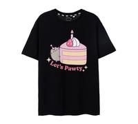 Pusheen the Cat Pusheen Let's Pawty Schwarzes Damen-T-Shirt | Verspieltes Design | Entzückendes Katzen-Merchandise | Komfortabel & Stilvoll | Geschenk für Sie