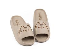Pusheen The Cat Sliders Damen | Damen Cartoon Tabby Cat Charakter Braune Sandalen | Beachwear Sommer Bademode Schuhe Schuhe