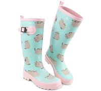 Pusheen the Cat Wellies Damen | Damen Rosa Minze Grün Cartoon Katze Herzen Wellington Stiefel | Wasserfeste Wanderschuhe Geschenke