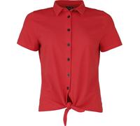 Pussy Deluxe Asia Dreams Cat Fan Binding Blouse Kurzarmhemd rot in XL
