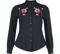 Pussy Deluxe Asia Dreams Flowers Blouse Langarmhemd schwarz in XL