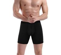 PUTUO Herren Bambusfaser Boxershorts Unterhosen: Atmungsaktive Lange Unterwäsche für Männer - Weiche Retroshorts - Ohne kratzenden Zettel,Schwarz,L