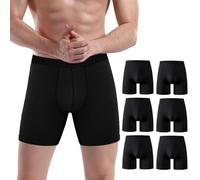 PUTUO Lange Boxershorts aus Bambusfaser für Herren: Superweich & Atmungsaktiv Unterwäsche - Ohne Etikett 3D Frontdesign Retroshorts Unterhosen für Maenner 6er Pack, Schwarz,M