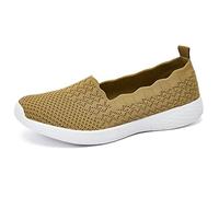 Puxowe Damen Slip On Sneaker Leichte Atmungsaktiv Sportschuhe Turnschuhe Bequem Freizeitschuhe Walking Schuhe Outdoor Fitness 41 EU Khaki