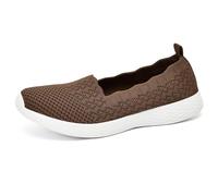 Puxowe Damen Slip On Sneaker Leichte Atmungsaktiv Sportschuhe Turnschuhe Bequem Freizeitschuhe Walking Schuhe Outdoor Fitness 41 EU Dark Brown