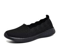 Puxowe Damen Slip On Sneaker Leichte Atmungsaktiv Sportschuhe Turnschuhe Bequem Freizeitschuhe Walking Schuhe Outdoor Fitness 41 EU All Black