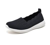 Puxowe Damen Slip On Sneaker Leichte Atmungsaktiv Sportschuhe Turnschuhe Bequem Freizeitschuhe Walking Schuhe Outdoor Fitness 42 EU Black