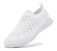Puxowe Damen Sneaker Leicht Atmungsaktiv Turnschuhe Memory Foam Bequem Sneakers Slip On Walkingschuhe 39 EU All White