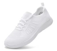 Puxowe Sneaker Damen Slip On Freizeit Laufschuhe Memory Foam Bequeme Sportschuhe für Walking Jogging 36 EU All White