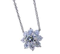 PUYUNA 925 Sterling Silber 8 mm Moissanit Edelstein Hochzeit Blumen Anhänger Halskette for Frauen Edlen Schmuck Geschenk