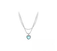 PUYUNA 925 Sterling Silber Quaste Mondstein Herz Anhänger Halskette for Frauen Hochzeit Schmuck Halsband