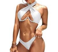 PUYYDS New Cross Halfter Push-Up-Bikini-Frauen-Bügel-Badeanzug Sexy Zweiteilige Badebekleidung Sommer-Strand-Badeanzug-Bikini-Set