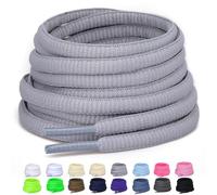Puzeam 2 Paar halb runde Schnürsenkel, 6mm ovale Athletische Schnürsenkel für Sneaker, Laufschuhe, Sportschuhe - Schuhbänder 22 Farben - Hellgrau 140