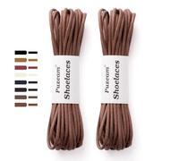 Puzeam 2 Paar Runde Business Schnürsenkel - 3 mm dünn gewachste Schuhbänder ideal für Anzugschuhe, Lederschuhe, Herrenschuhe, Oxford, Damen und Herren Ersatzschnürsenkel - Braun 120