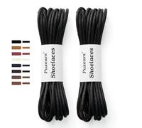 Puzeam 2 Paar Runde Business Schnürsenkel - 3 mm dünn gewachste Schuhbänder ideal für Anzugschuhe, Lederschuhe, Herrenschuhe, Oxford, Damen und Herren Ersatzschnürsenkel - Schwarz 100