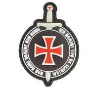 PVC-Aufnäher Tempelritter Schild Kreuzritter Militär Patch 3D PVC Scratch Hook Loop | Militär Patch Abzeichen Emblem Schnalle Verschluss für Rucksäcke Militär Airsoft TS-PTCH-TMP-SKD